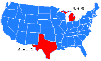 Map showing Detroit-area office location
